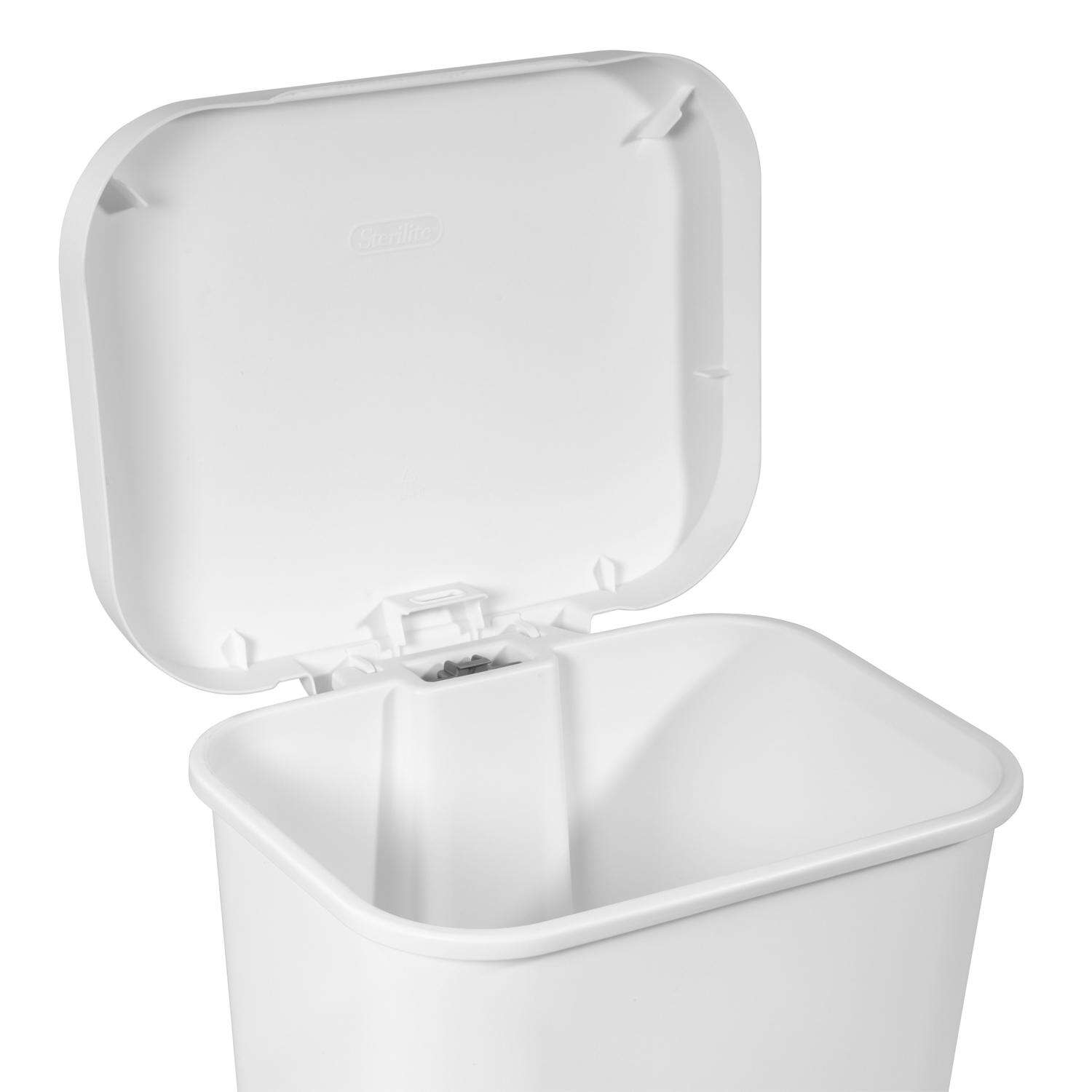 Sterilite StepOn 11.9 gal White Polypropylene Contemporary Automatic Touchless Wastebasket