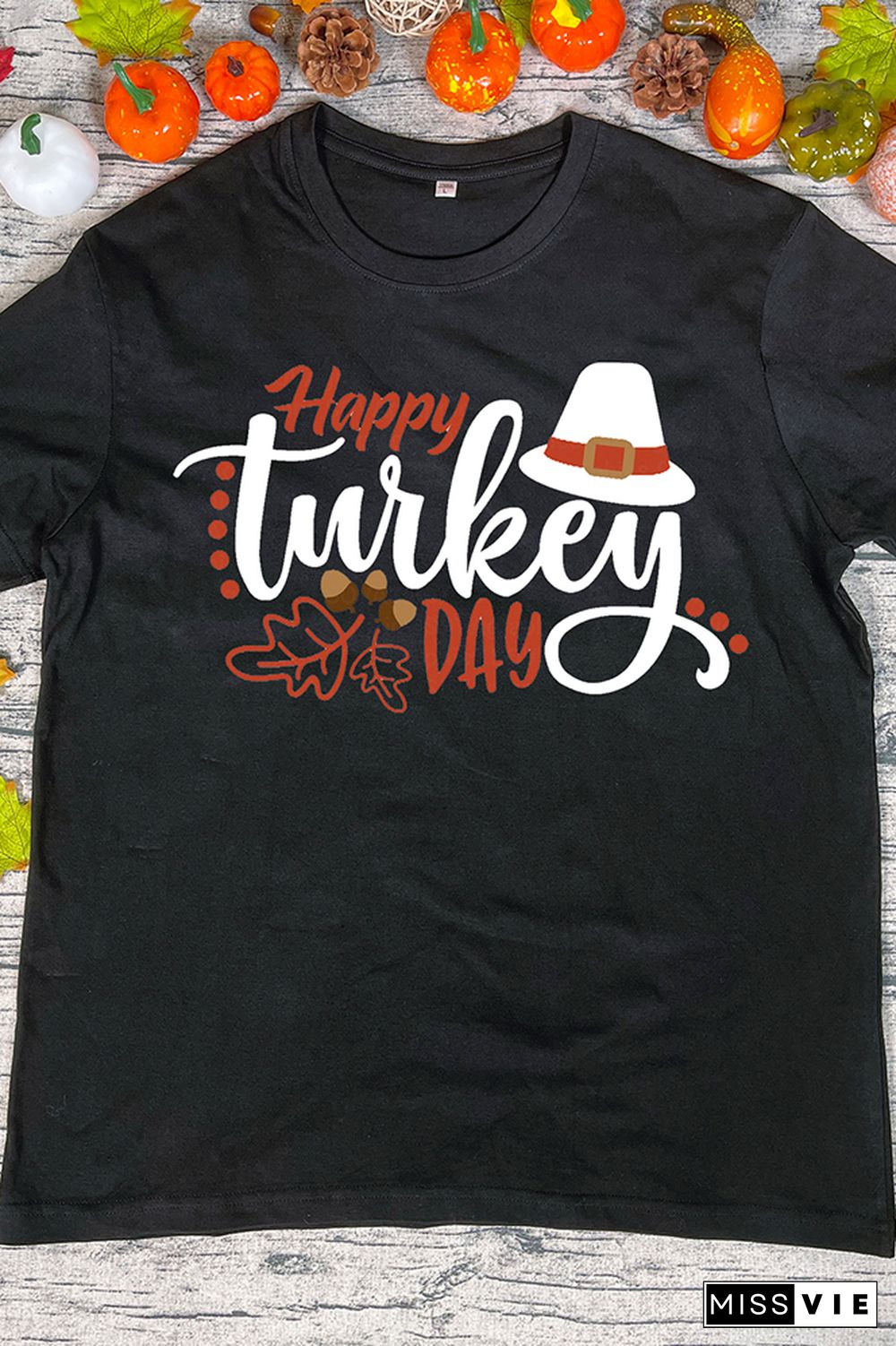 Happy Turkey Day Printed Graphic Tees for Women Wholesale Short Sleeve T shirts Top