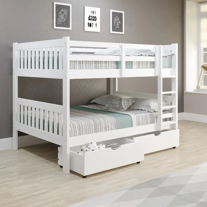 Mission White Full-over-Full Bunk Bed with Drawers