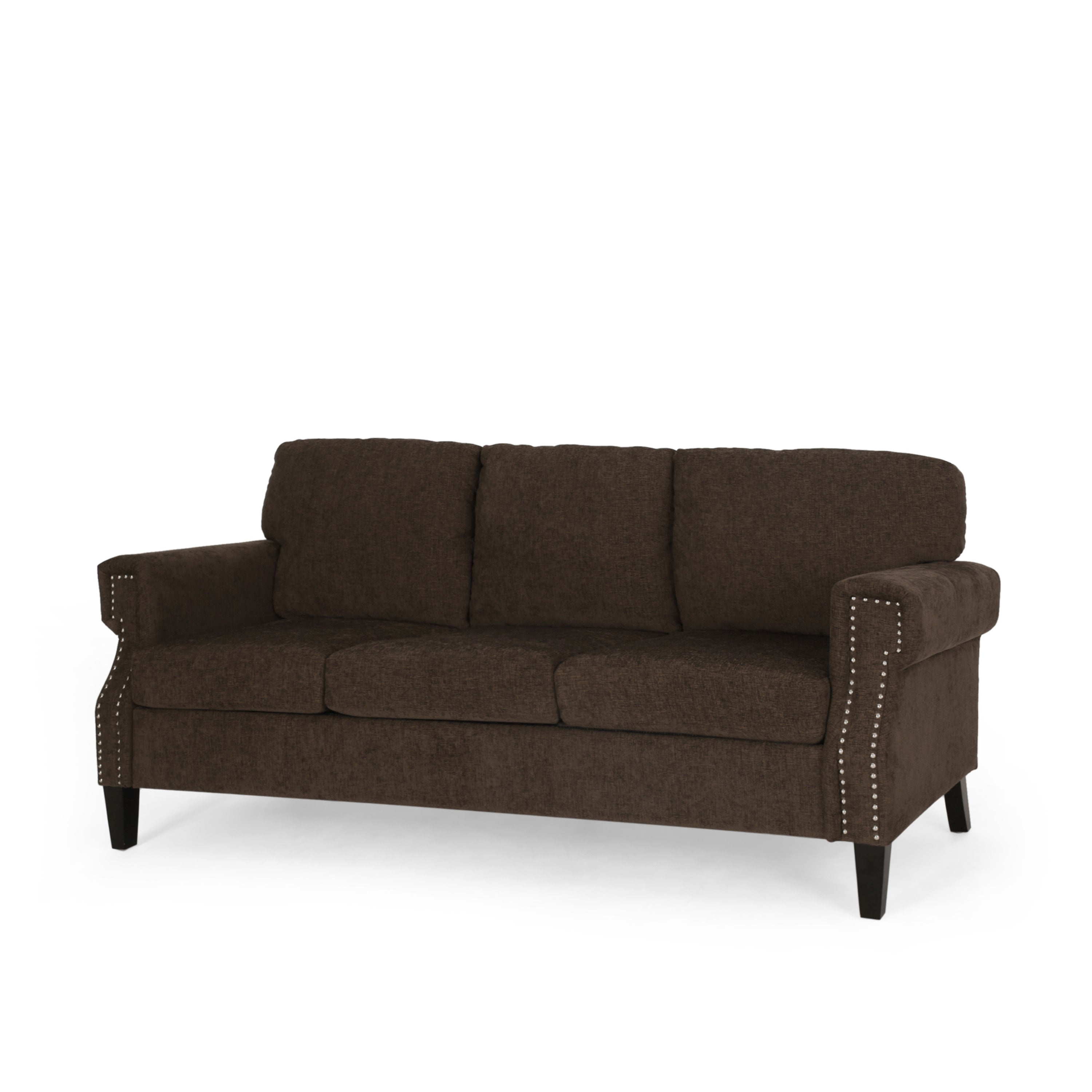 Dobles Contemporary Fabric 3 Seater Sofa with Nailhead Trim