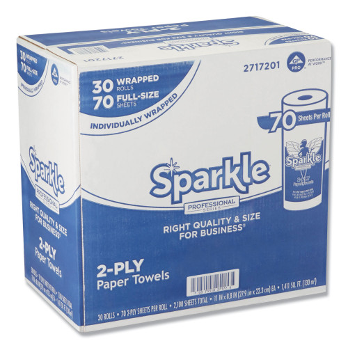 Georgia-Pacific Sparkle ps Perforated Paper Towels， 2-Ply， 11x8 4/5， White，70 Sheets，30 Rolls/Ct (2717201)