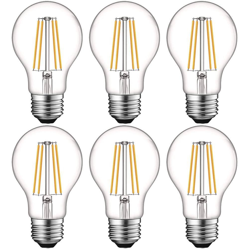 LUXRITE 60-Watt Equivalent A19 Dimmable Edison LED Light Bulbs UL Listed 3000K Soft White (6-Pack) LR21613-6PK