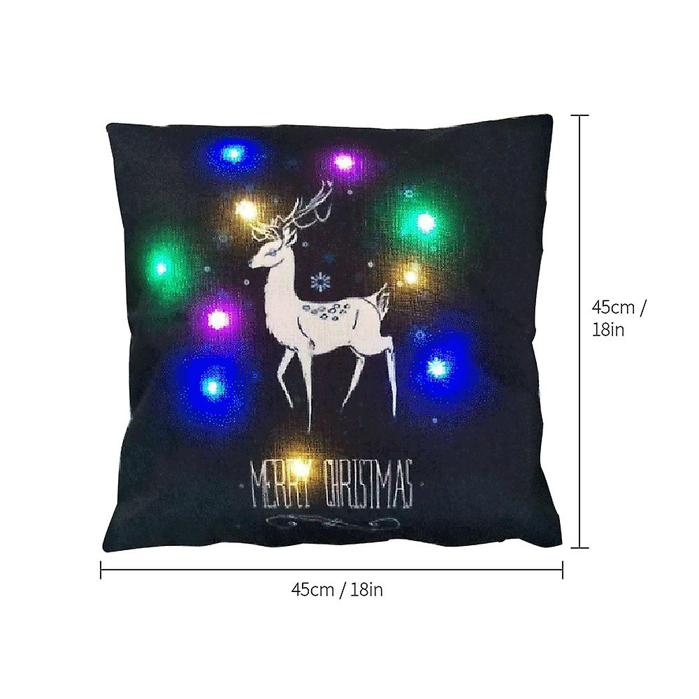 18 * 18 Inches / 45 * 45cm Linen Colorful Led Light Merry Christmas Cushion Cover Decorative Sofa Car Throw Pillow Case Pillowcase Christmas Window Be