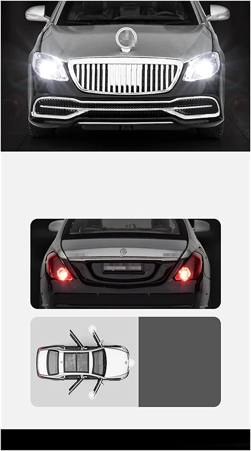 For Maybach S650 Alloy Car Model Diecasts Metal Toy Vehicles Car Model Simulation Sound And Light Collection Kids Toy Gift 1:32 (color : Black With Si