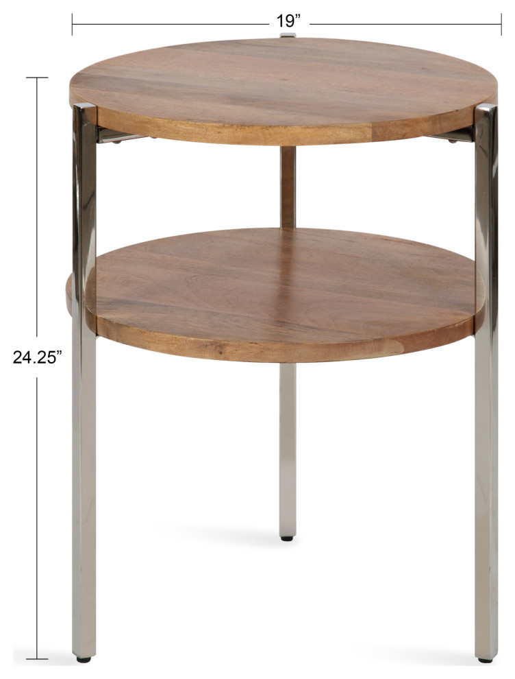 Lamaar Round Side Table  Natural/Silver 19x19x25   Contemporary   Side Tables And End Tables   by Uniek Inc.  Houzz