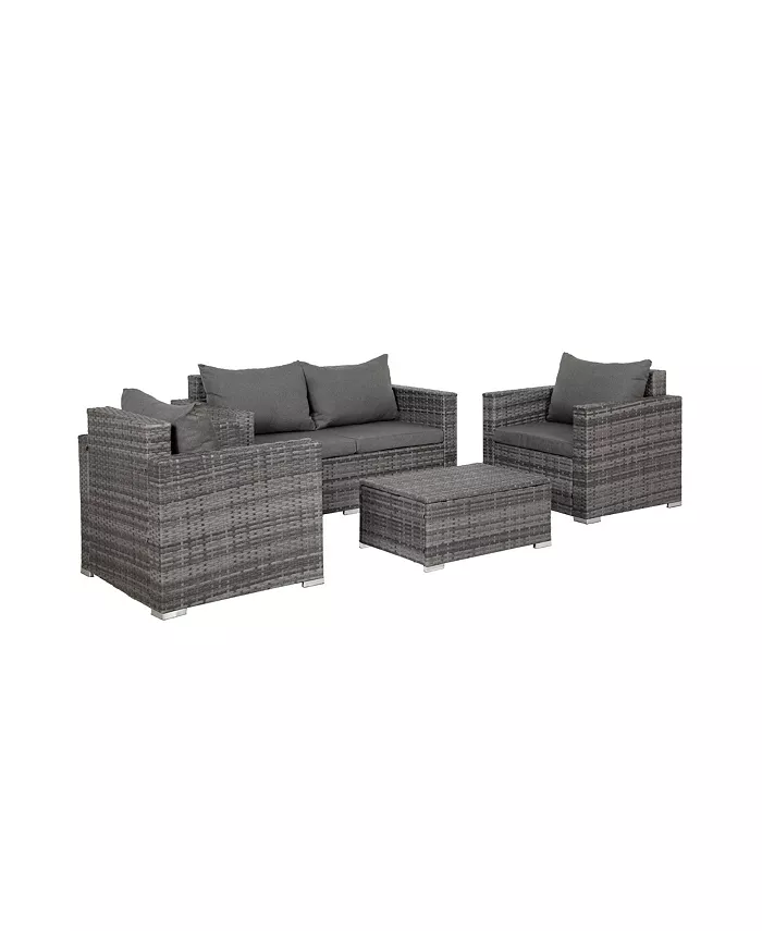 WestinTrends 4-Piece Modern Patio Conversation Sofa Set with Cushions