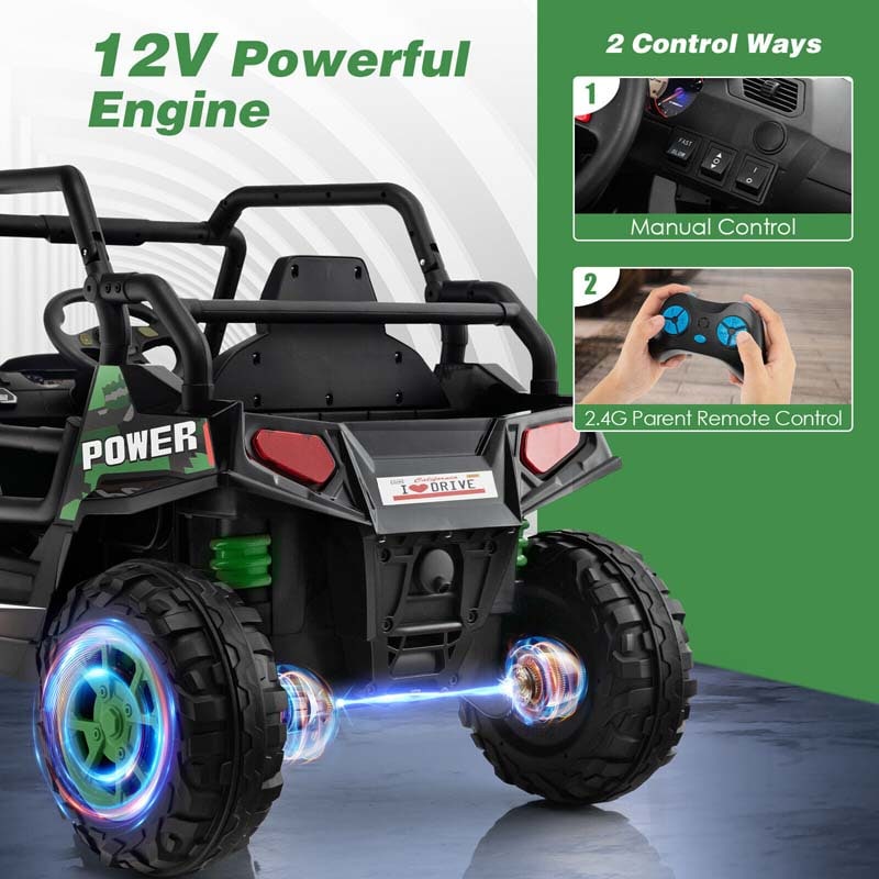 12V Kids Ride On UTV Battery Powered Electric Off-Road Buggy with Remote Control, LED Headlights & Music