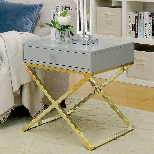 Furniture of America Shea Contemporary 24-inch 1-drawer Metal Side Table