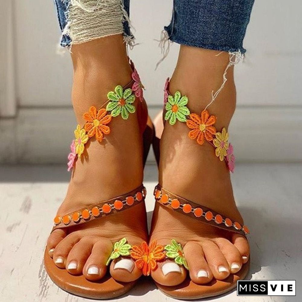 White Lace Sandals Women Flip Flops Flat Sandals Women Bohemia Beach Shoes Women Plus Size Summer Fashion Woman WSH3628