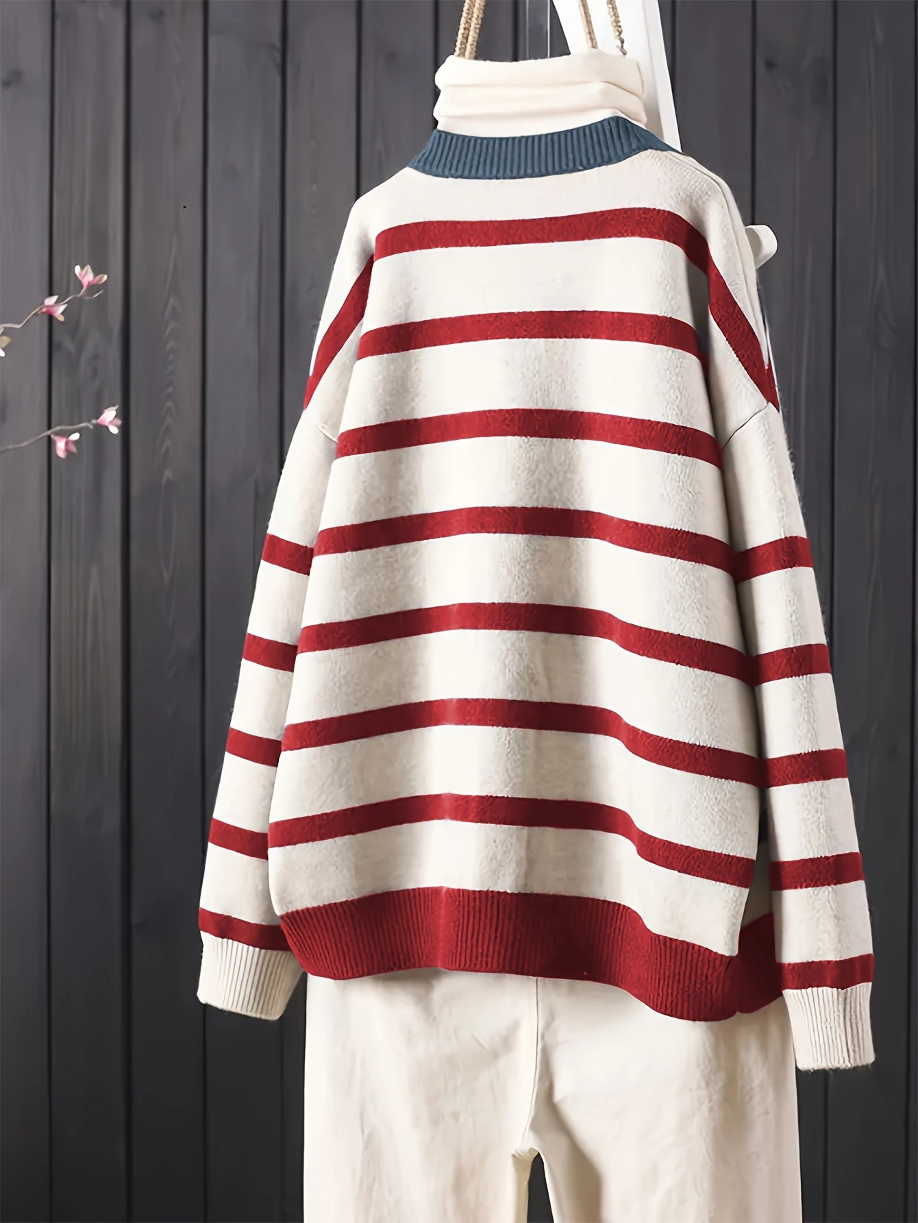 Chic Plus Size Striped Knit Cardigan for Women - Casual Open Front, Long Sleeve with Pockets, Perfect for Fall/Winter