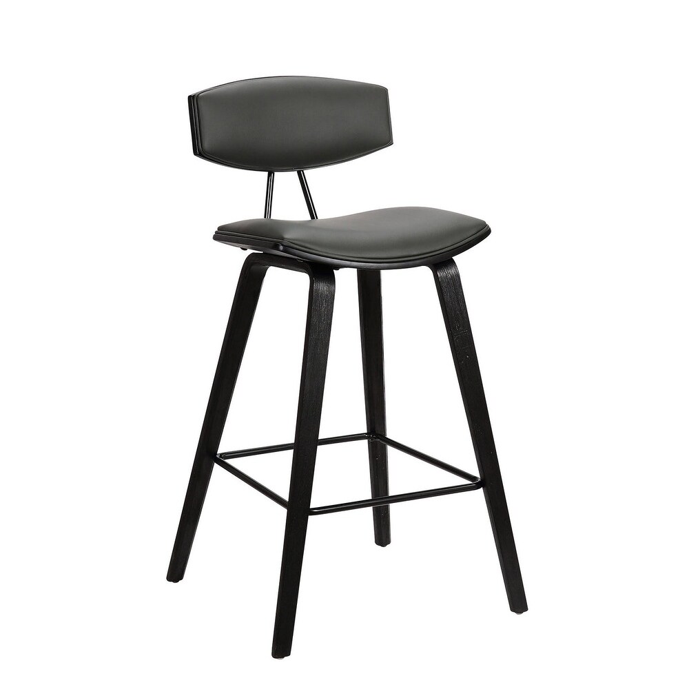 Counter Height Wooden Bar Stool with Curved Leatherette Seat   36 H x 16 W x 19 L Inches