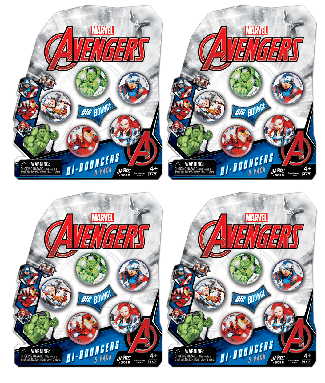 Marvel Avengers Bouncy Balls Superballs Super Hi Bounce 1.2 (4 Pack of 5 Balls) Hulk， Thor， Cap America and Fiends Fidget Balls Small Toys for Kids Prize Giveaways Gift Toy Birthday Supplies W-B-6805-4