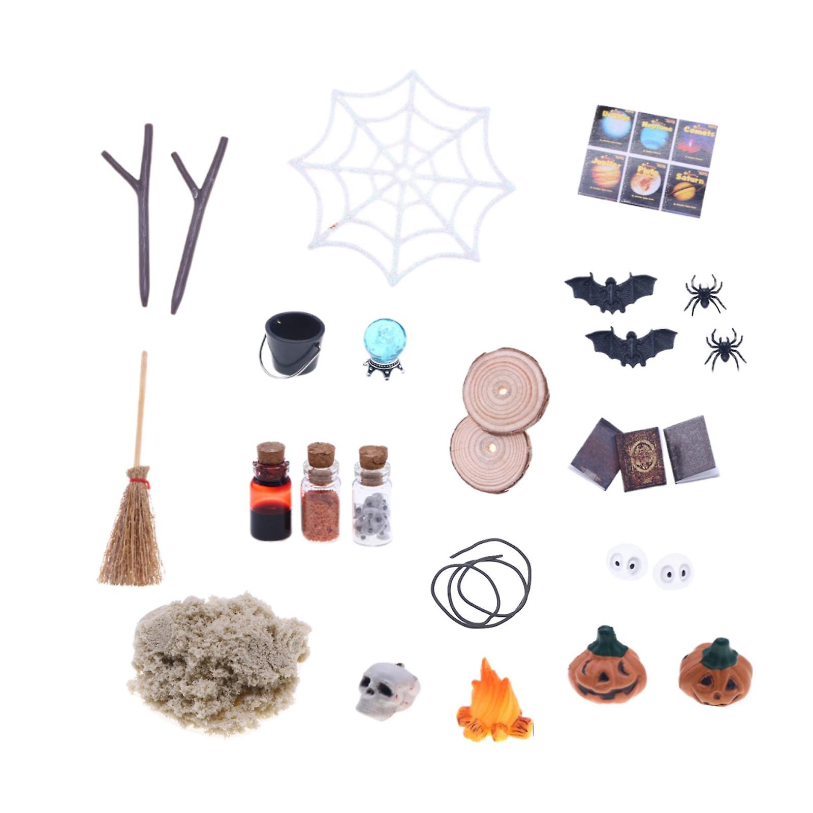 27pcs Dollhouse Halloween Ornament Kit Toy Halloween Scene Set For Kids Room