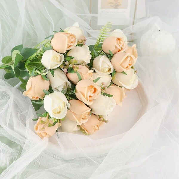 3 Silk Rose Bud Bouquets 13 Inch Artificial Flower