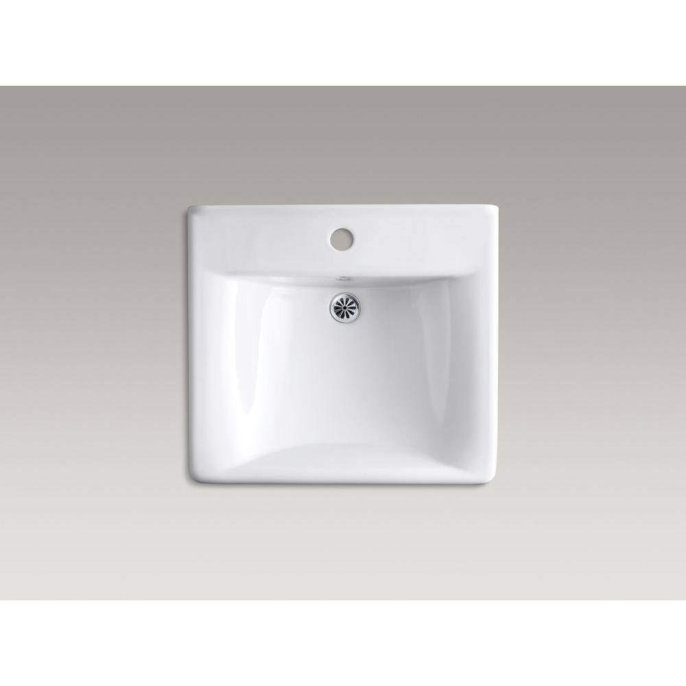 KOHLER Soho Wall-Mount Vitreous China Bathroom Sink in White with Overflow Drain K-2084-0