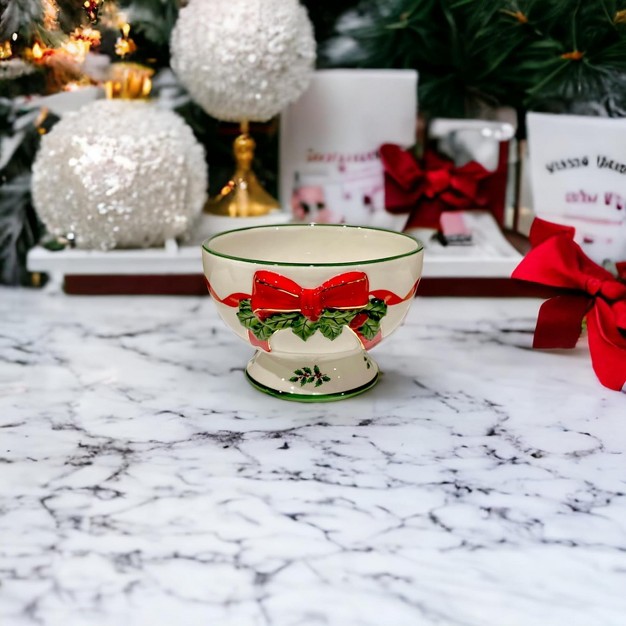 Spode Christmas Tree Ribbon Nut Bowl 6 Inch Serving Bowl For Candies Nuts Or Desserts Decorative Bowl For Christmas And Holiday Season