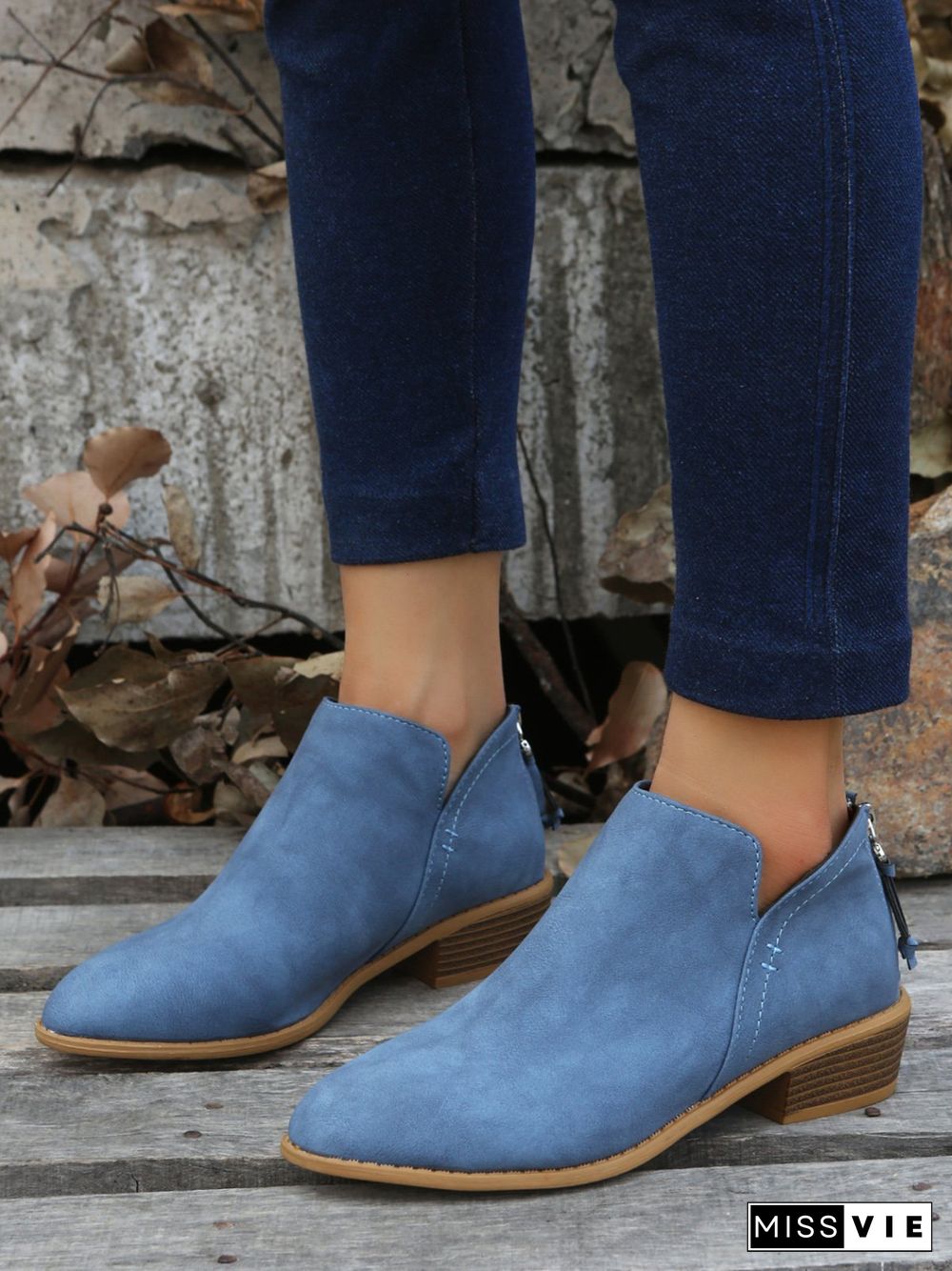 Simple Plain Chelsea Zip Ankle Boots