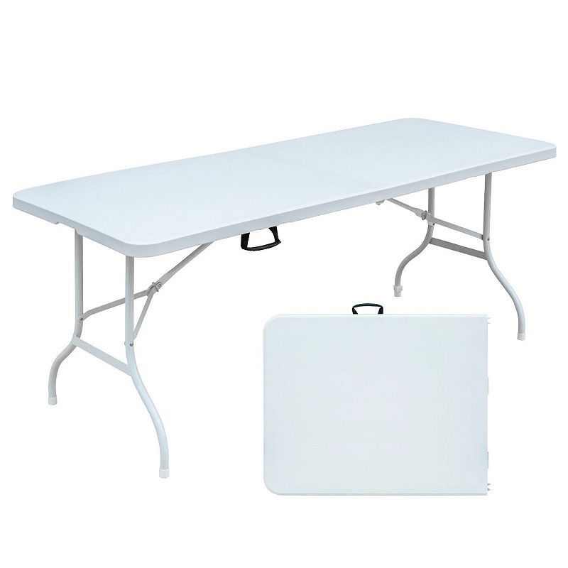 F.C Design Multi-purpose Outdoor Folding 6ft Picnic Table Casual， Game， Party - Portable， Durable， Easy to Store and Clean