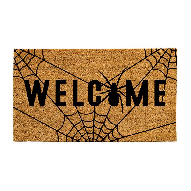 Evergreen 16 X 28 Inches Welcome Door Mat Non slip Rubber Backing Dirt Catching Natural Coir Indoor And Outdoor Home Decor