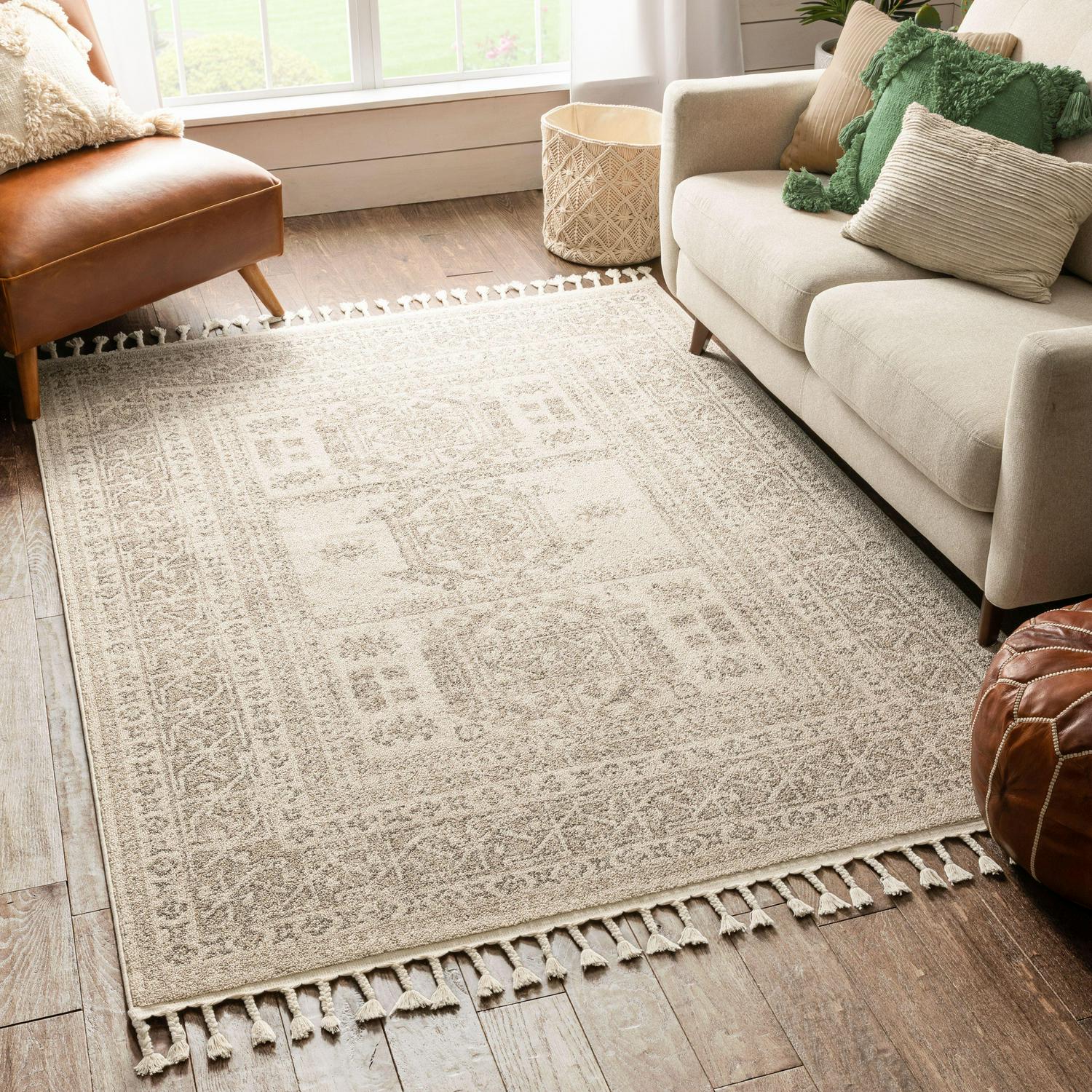 Well Woven LoopDeLoop Carina Tribal Medallion Beige 3821711  x 5821710  Area Rug  Crowdfused