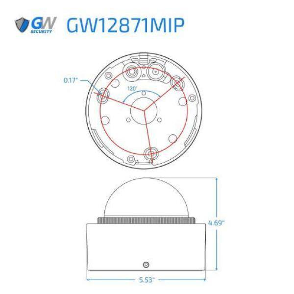 GW Security GW12871MIP 12 MP IP POE 3X Optical Zoom 3.6 mm to 11 mm Motorized Lens Dome Security Camera with Built-In Microphone GW12871MIP