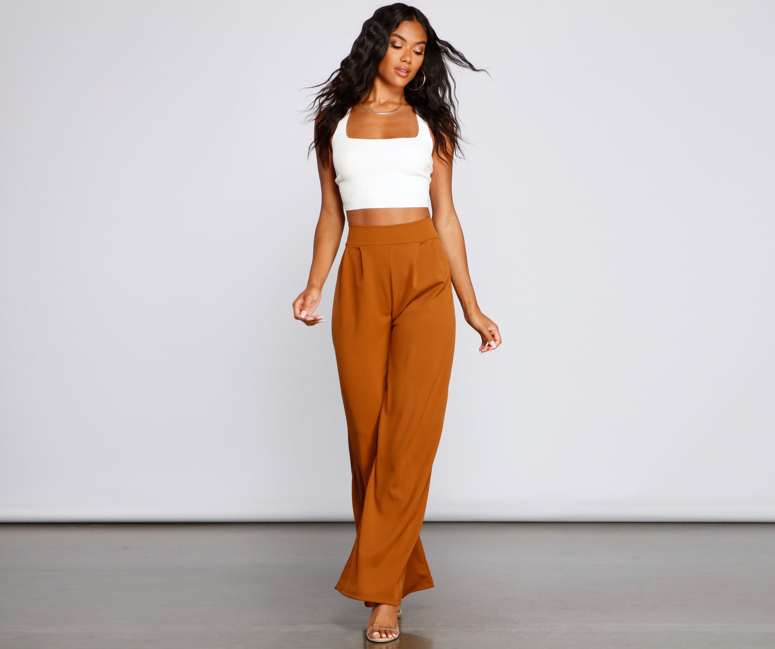 High Waist Pleated Wide Leg Pants