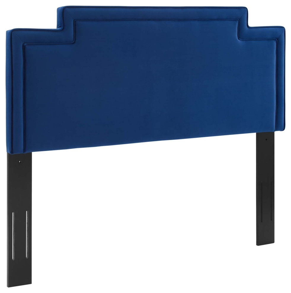 Transfix Performance Velvet Full/Queen Headboard  Navy   Contemporary   Headboards   by Homesquare  Houzz