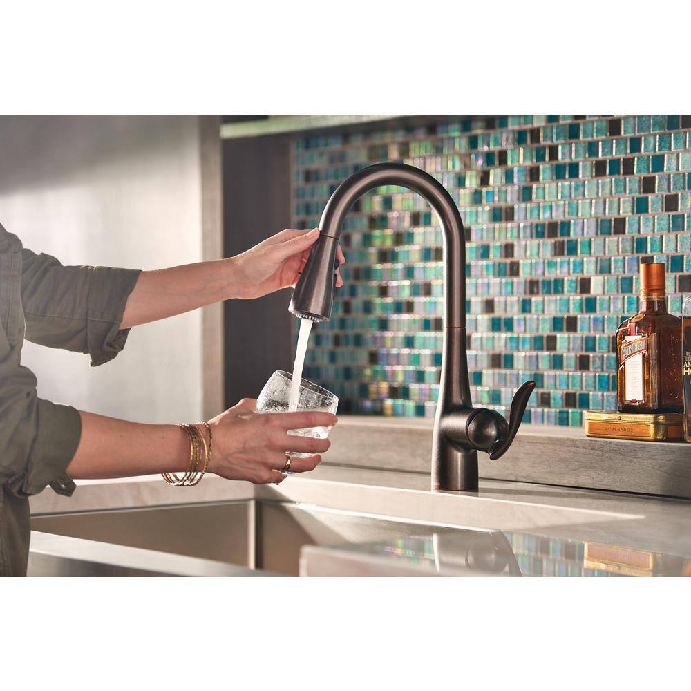 MOEN Arbor Touchless Single-Handle Pull-Down Sprayer Kitchen Faucet with MotionSense Wave in Oil rubbed Bronze 7594EWORB