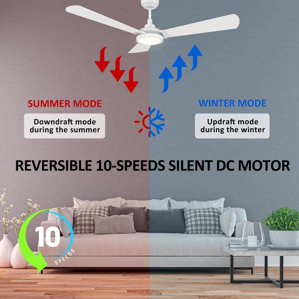 CARRO Veter 56 in Dimmable LED IndoorOutdoor White Smart Ceiling Fan with Light and Remote Works with AlexaGoogle Home