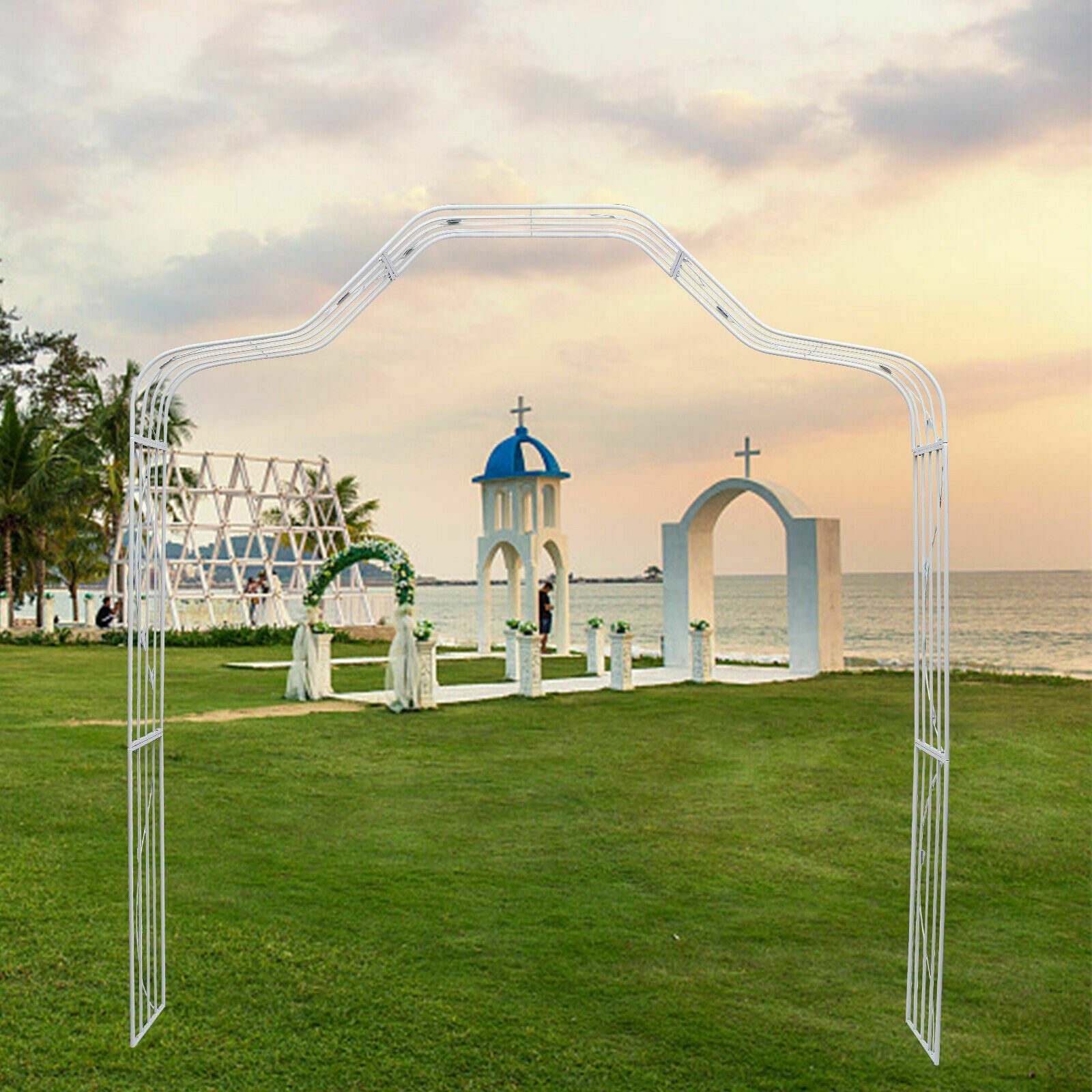 DENEST Garden Arbor Archway Wedding Party Metal Arch Frame Trellis for Climbing Plant