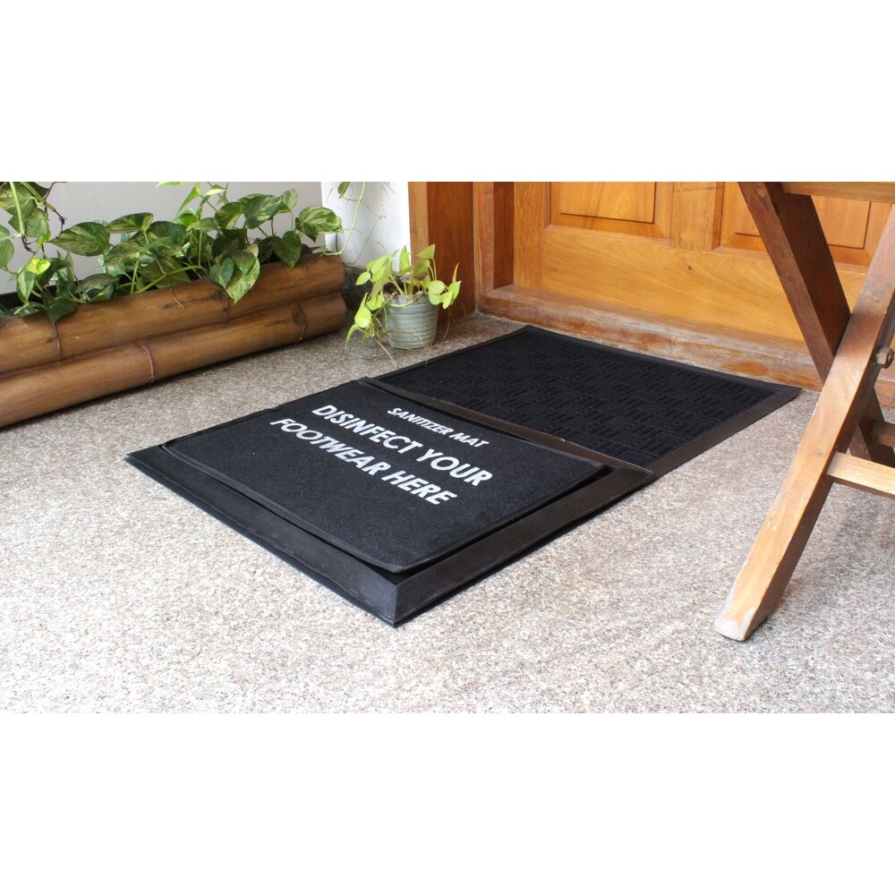 RugSmith Layered Rubber Sanitizer Doormat  Tray  and Foam Insert  24\