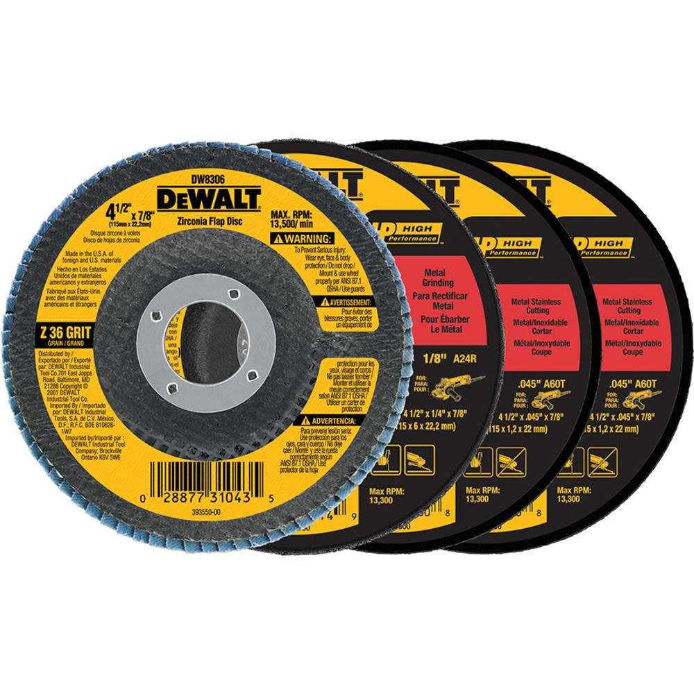 DEWALT 4-Pack Zirconia 4.5-in Grinding Wheel DWA454VP from DEWALT