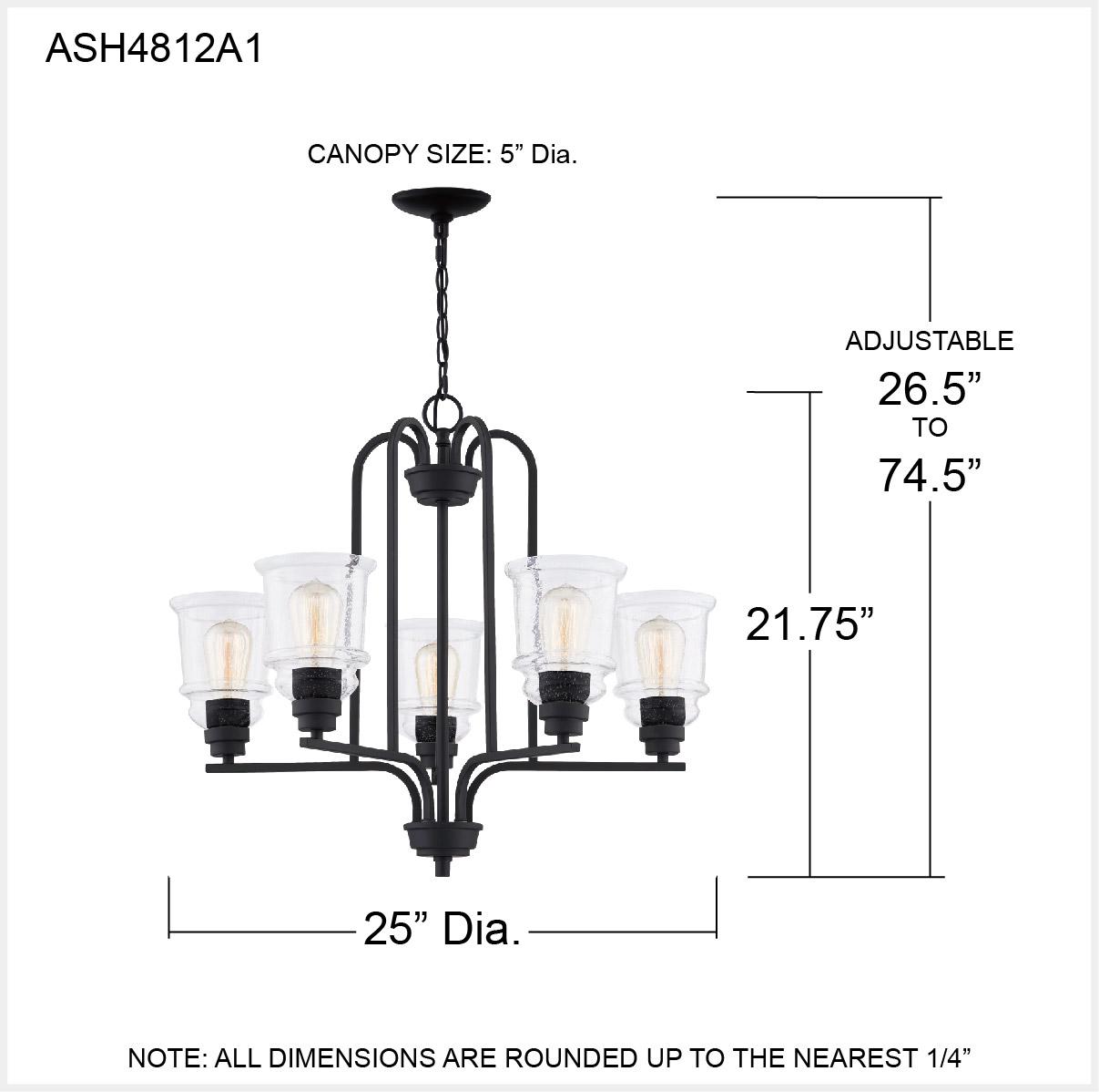 Ashley Harbour Oakley 5-Light Matte Black Chandelier