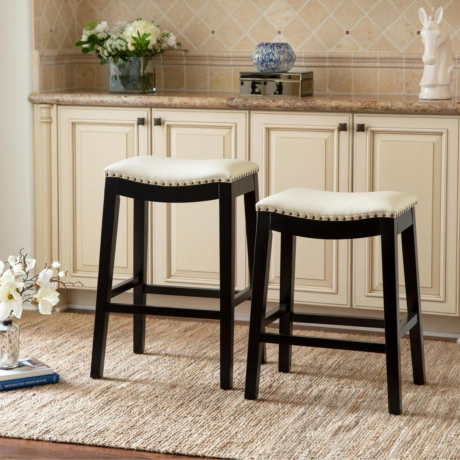 Abbyson Living Mia Bonded Leather Saddle 26 in. Counter Stool