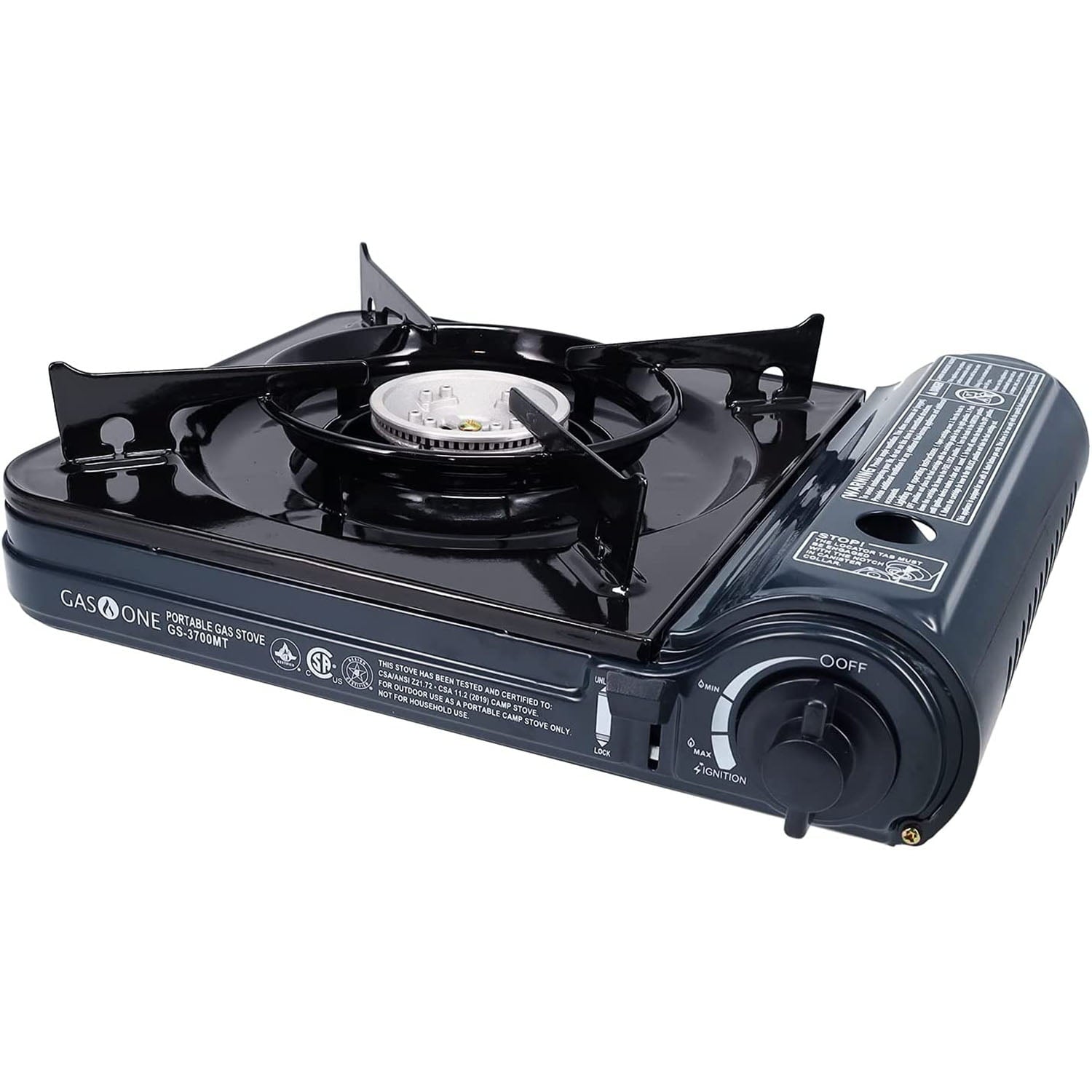 GAS ONE NEW 10,000 BTU CSA List Portable Butane Gas Stove with Carrying Case CSA Listed- Midnight