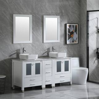 walsport 60 in. W x 21.5 in. D x 61 in. H Double Sinks Bath Vanity in White with Ceramic Top and Mirror 2*USBR4578USBR45792*USBR4361