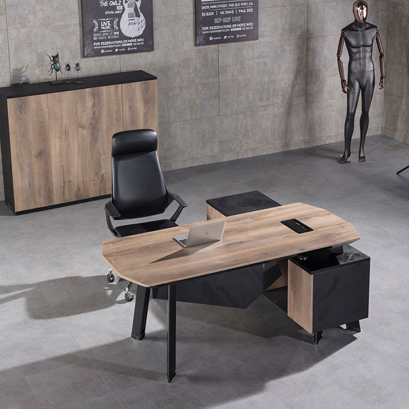 ARTO Executive Office Desk with Reversible Return 1.8M - 2.0M - Warm Oak & Black