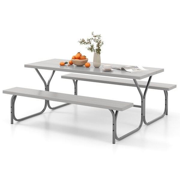 6 Feet Picnic Table Bench Set with HDPE Tabletop for 8 Person