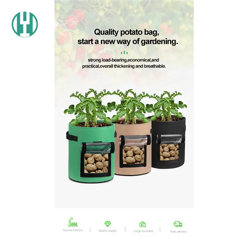 Hyh Custom Packaging Processed Potato Growing Bags With Transparent Window For Garden