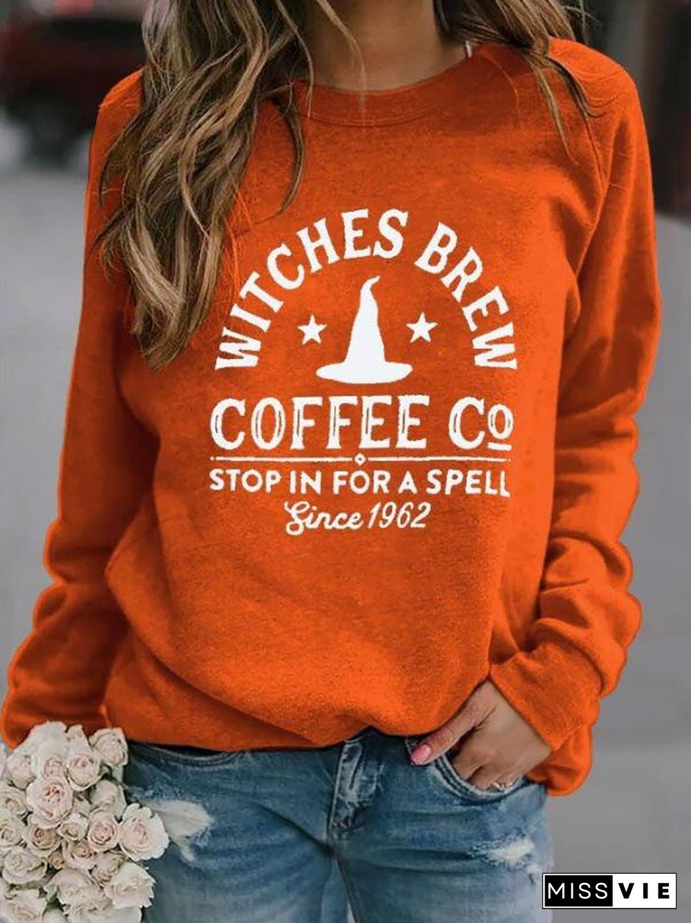 Alphabet Print Long Sleeve Orange Daily Tee