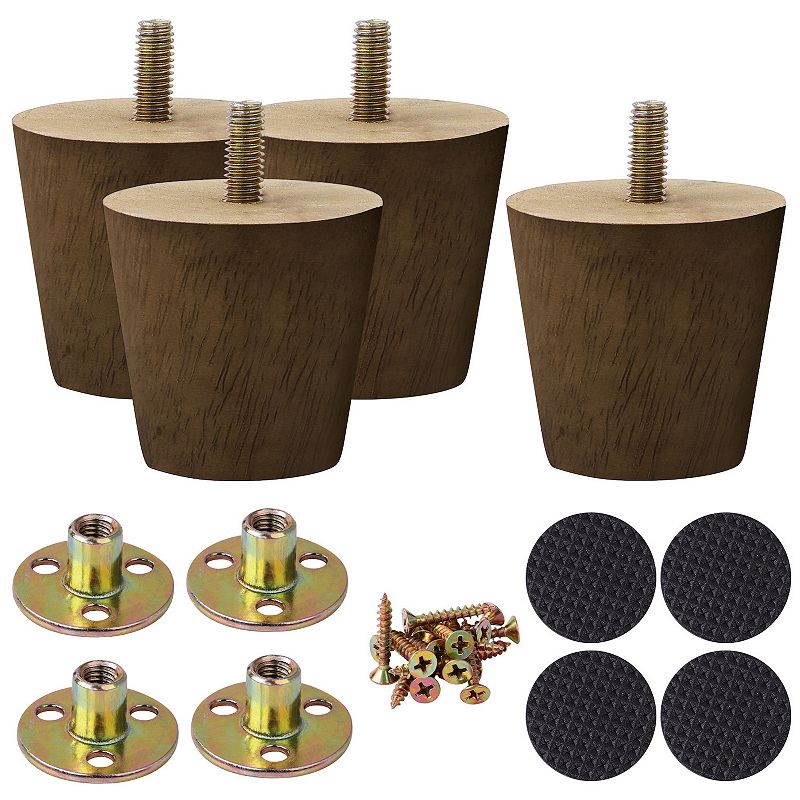 Wood Furniture Legs 4Pcs， Wood Color Replacement Feet for Sofa DIY