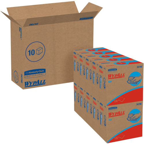 WypAll General Clean X60 Cloths， POP-UP Box， 9.1 x 16.8， White， 126/Box， 10 Boxes/Carton (34790CT)