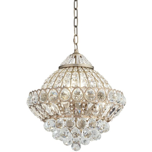 Wide French Crystal Glass 6 light Fixture For Dining Room House Kitchen Island Entryway