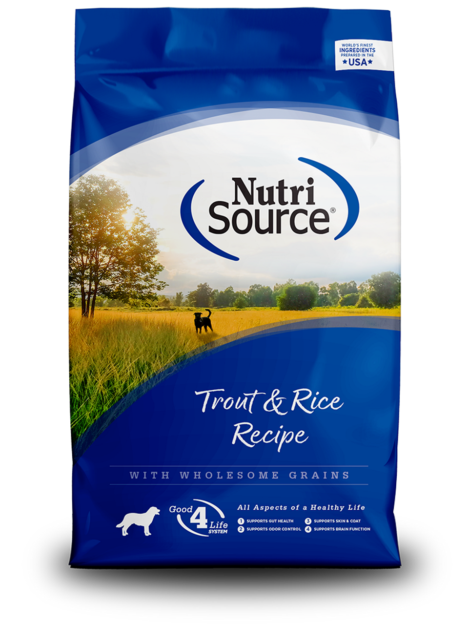 NutriSource Adult Trout and Rice Recipe Dry Dog Food， 5 Lbs.