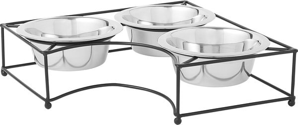 Frisco Multi Pet Feeding Corner 3-Bowls Stainless Steel Dog and Cat Bowl