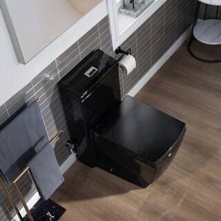 WOODBRIDGE Modern 1-Piece 1.01.6 GPF Dual Flush Elongated Toilet in Black B0921