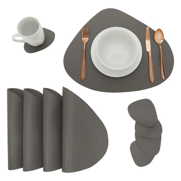 Juvale Set Of 4 Wedge Placemats For Round Dining Tables With Matching Coasters 8 Pieces Dark Gray