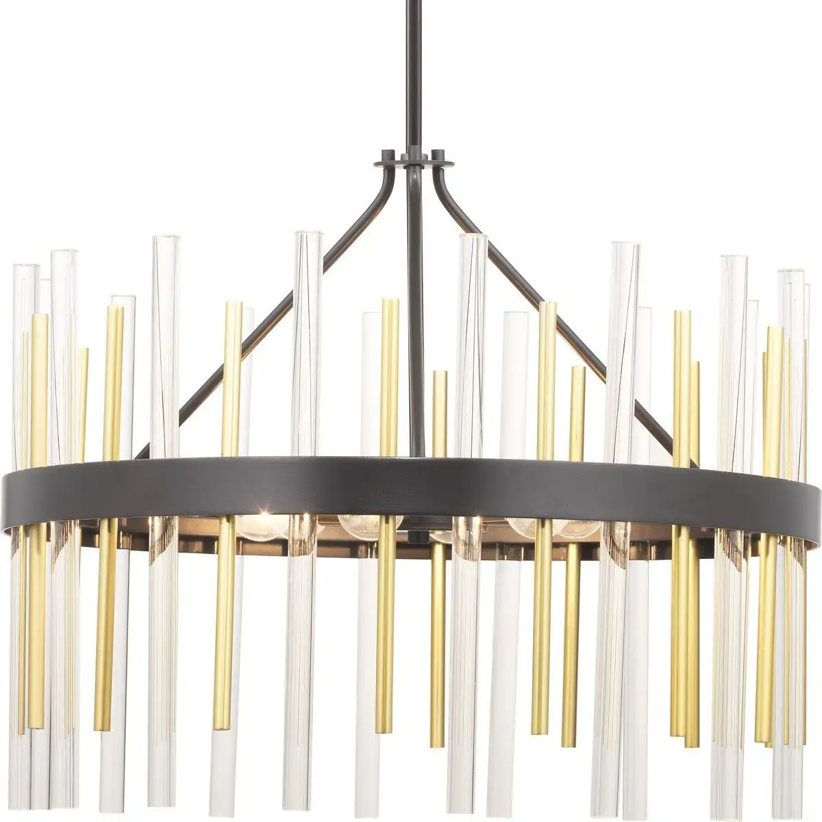 Orrizo Collection 6-Light Matte Black Clear Glass Luxe Chandelier Light - 8.380