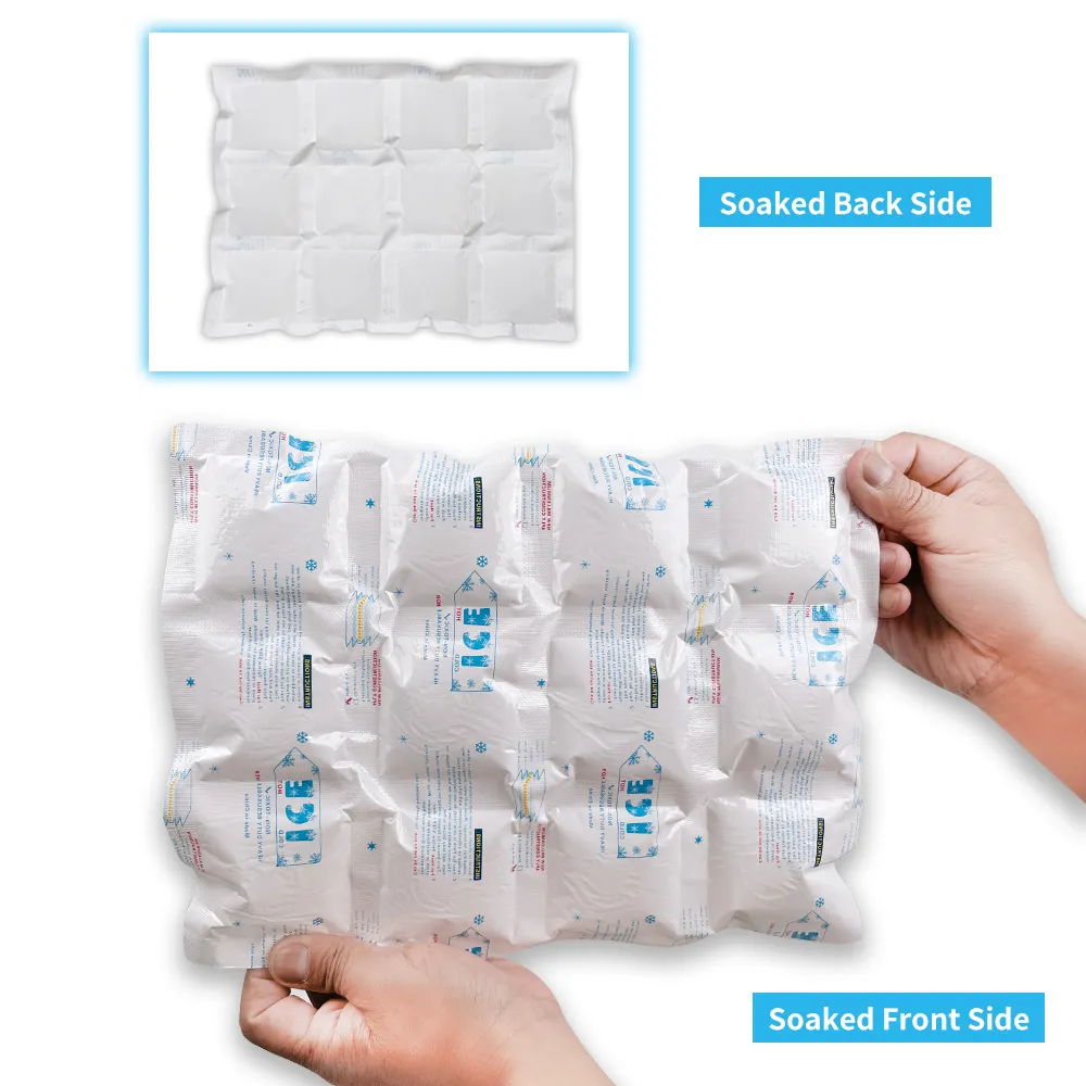 22*29 cm 4*3 cells soak ice pack gel high quality water absorbent ice pads for fresh frozen food wine cans transportation