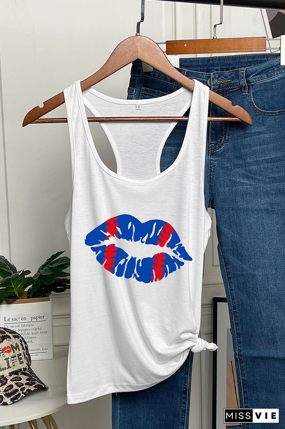 Kiss Lip Baseball Sleeveless Tank Top Wholesale